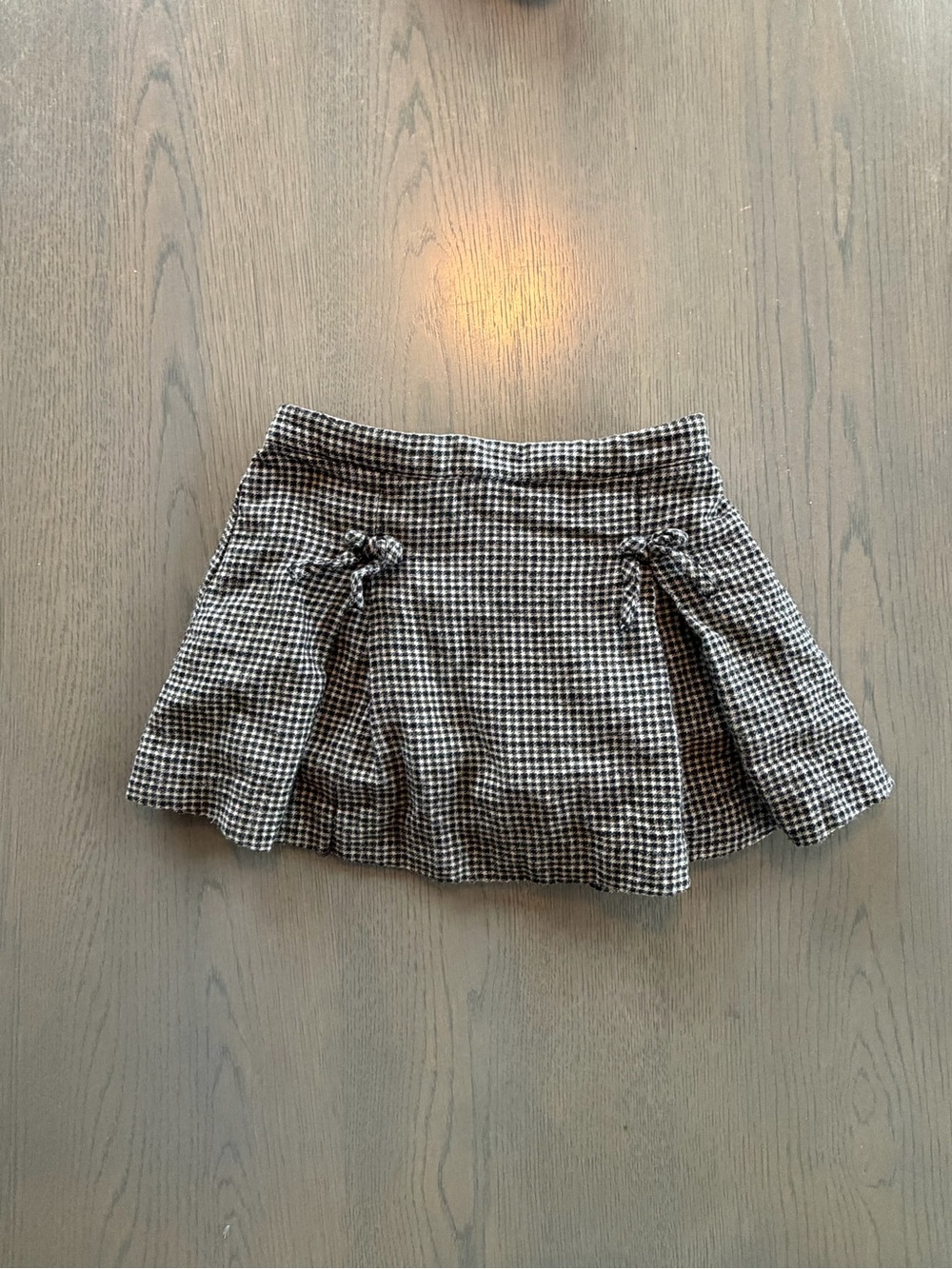 Zara Black & White Gingham Skort with Side Knot Details- Size 5